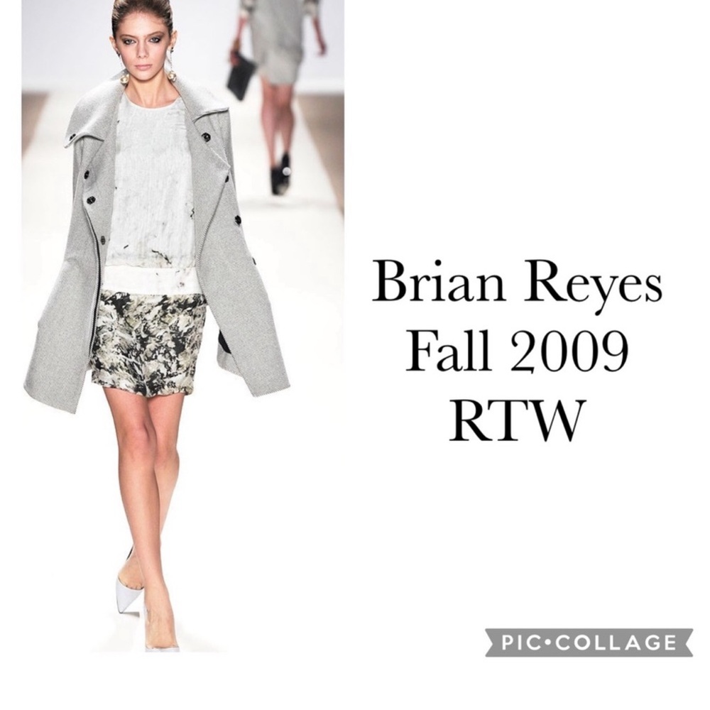 Brian Reyes Drop Waist Silk Marble Print Dress